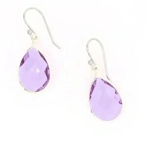Lavender Teardrop Glass Crystal Dangle Earrings